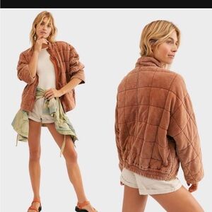 Free People Dolman Quilted Jacket, M, Rust